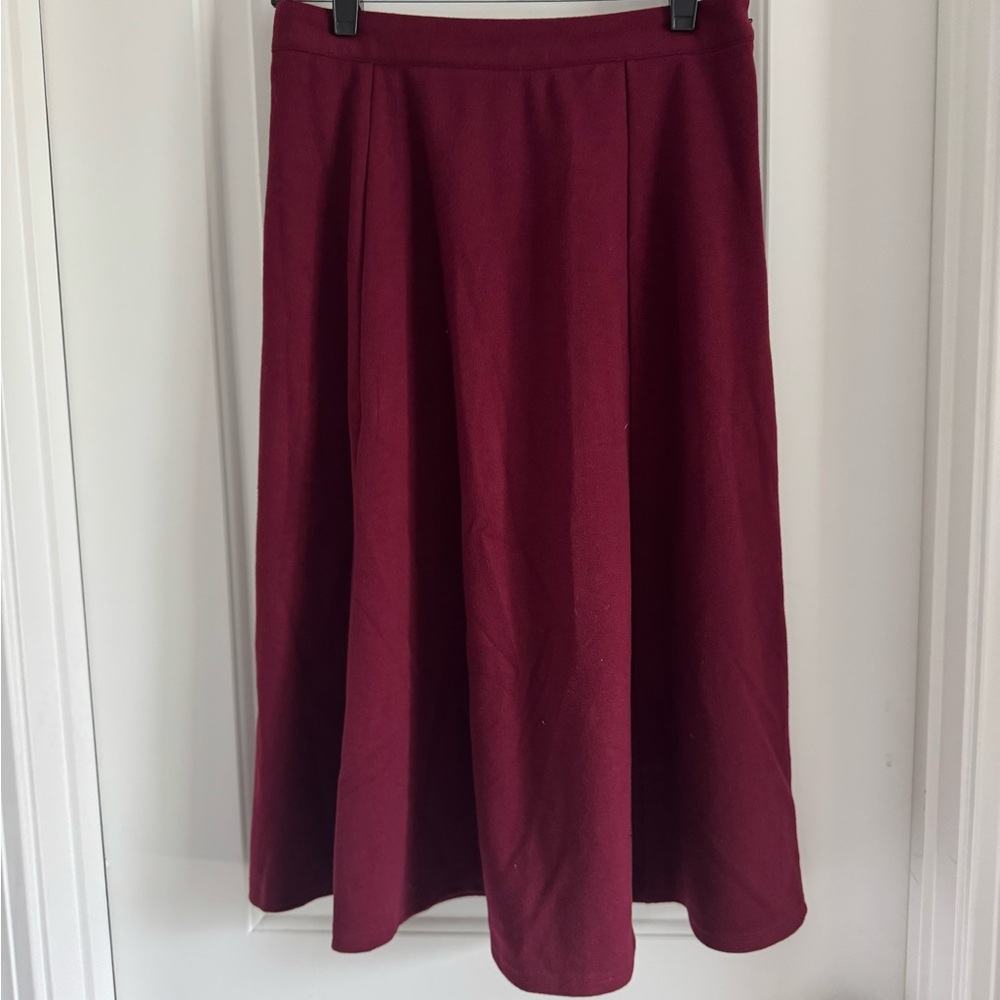 GAP Red Pleated A-line Midi Skirt
